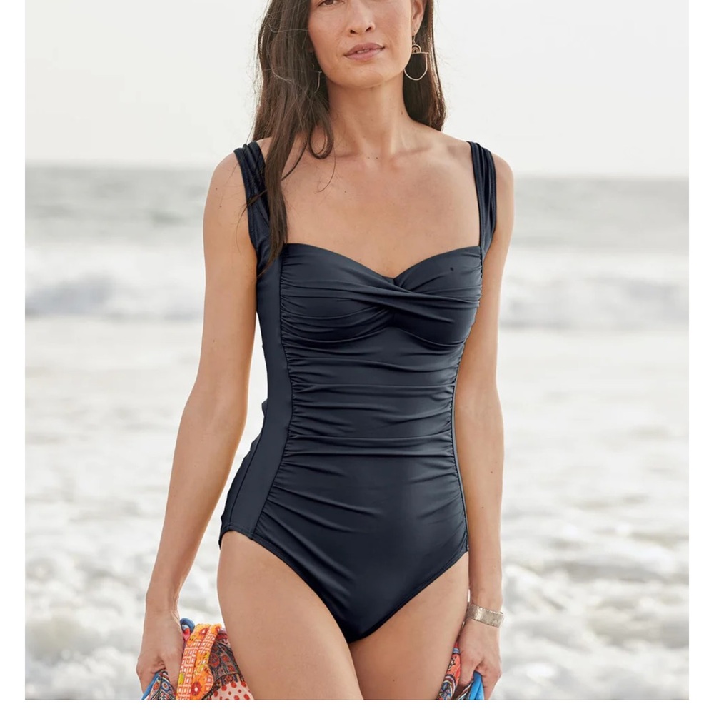 Sundance Marilyn black ruched one piece swimsuit ladies‎ size Small